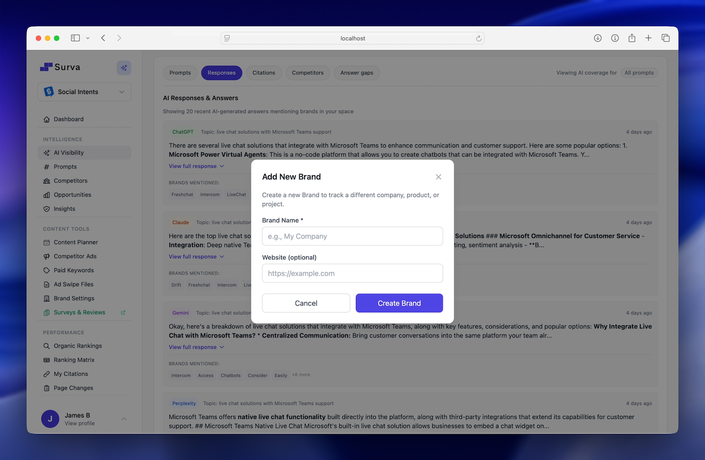 Multi-Client Agency Dashboard - multiple client accounts with AI visibility scores